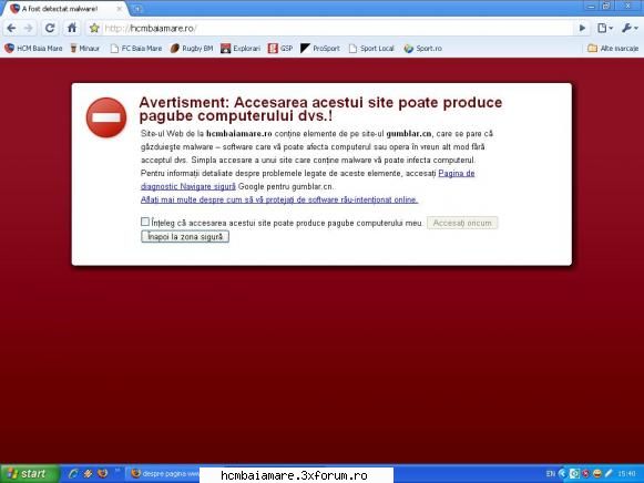 problema este in felul urmator:  elemente de pe site-ul care se pare că malware � software care